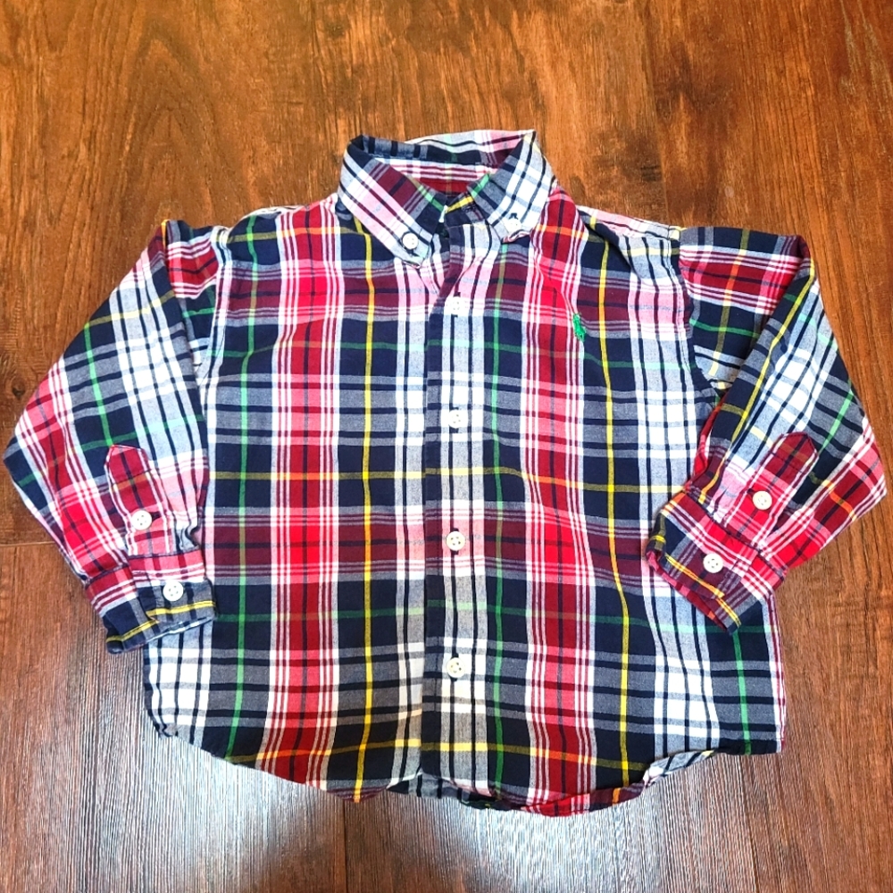 Ralph Lauren Baby boys, 24 months  long sleeved multi-colored button down